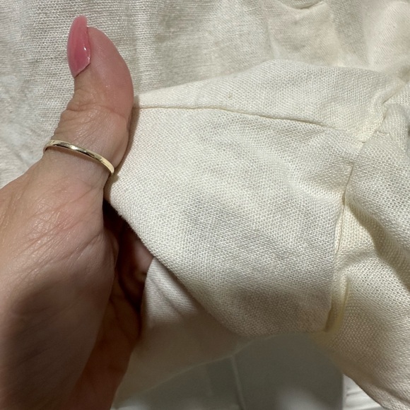 Zara Cream off White Button-Up Linen Blend Shorts Size Large coastal beach prep - Picture 6 of 6